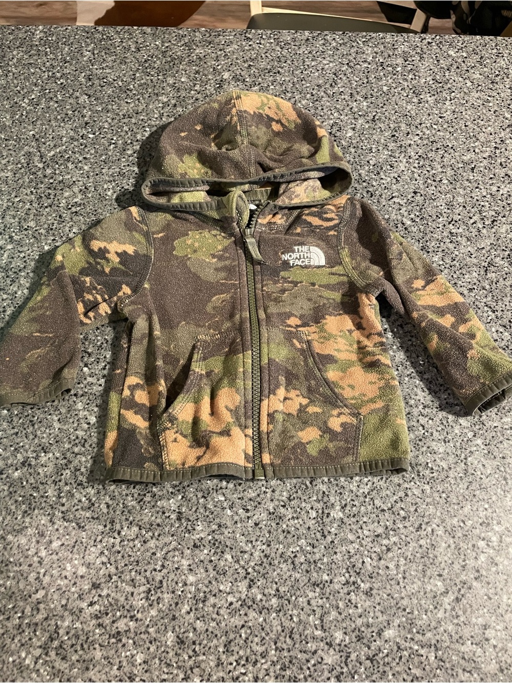 The North Face Kids' Green Camo Hooded Fleece Zip-Up
